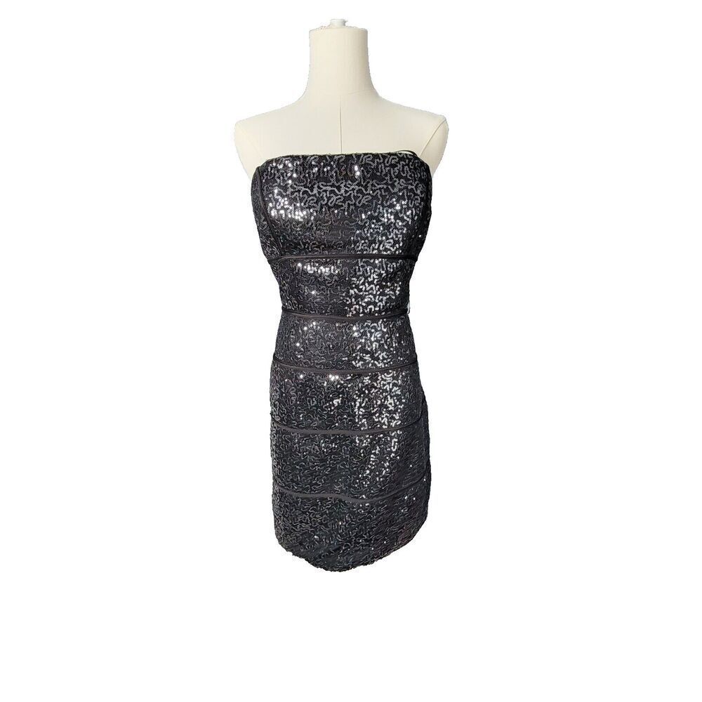 Max and Cleo Melissa Strapless Sequin Fitted Sheath Bodycon Dress 14 NWT